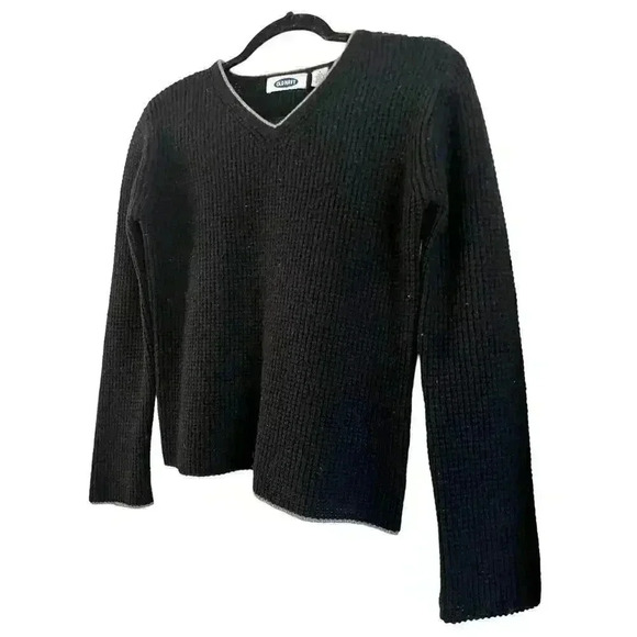 Old Navy Women’s 100% Lambswool Sweater V Neck Long Sleeve Black Size Small - Picture 3 of 5